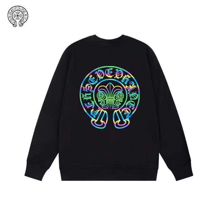 Coco Shoes Chrome Hearts Gradient Dagger Horseshoe Crew Neck Sweatshirt Black & White - Cocoshoesvip.net