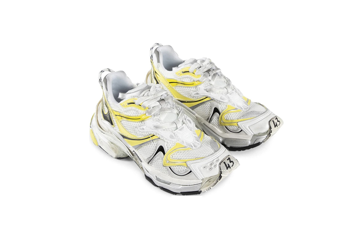 Coco Shoes Balenciaga Runner 2.0 Sneaker in White, Yellow and Black Mesh and Polyurethane 779066W3RXP9710 - Cocoshoesvip.net