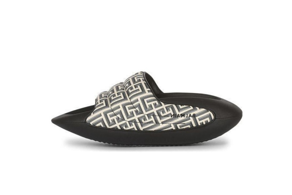 Coco Shoes Balmain B-It Padded "Monogram Print" Slides YMOVL299TCMM - Cocoshoesvip.net
