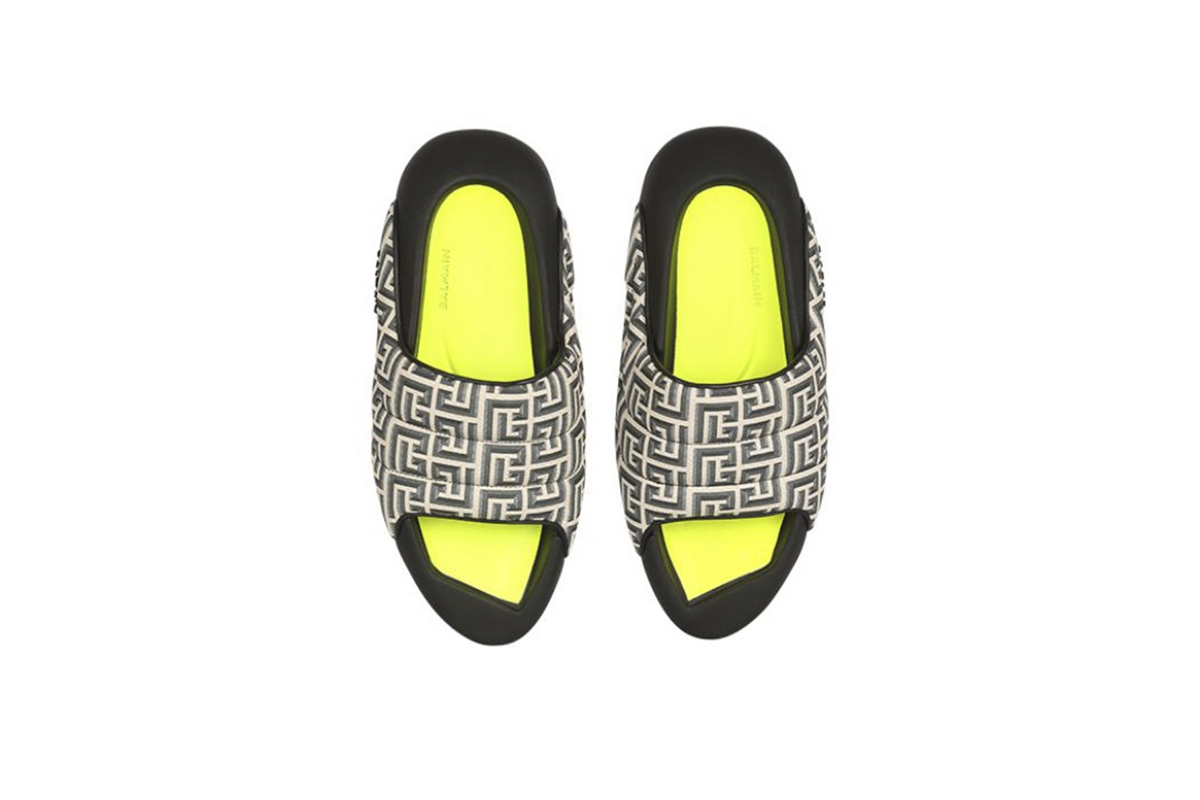 Coco Shoes Balmain B-It Padded "Monogram Print" Slides YMOVL299TCMM - Cocoshoesvip.net