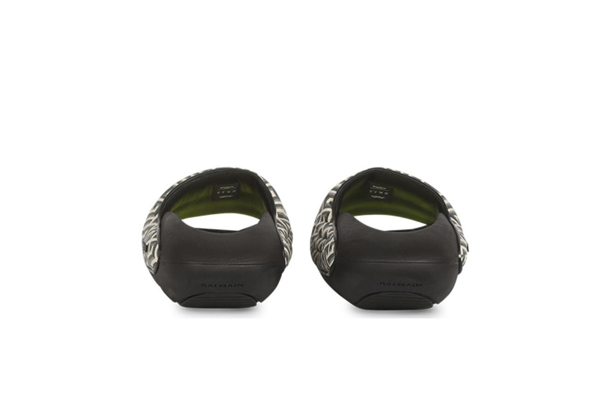 Coco Shoes Balmain B-It Padded "Monogram Print" Slides YMOVL299TCMM - Cocoshoesvip.net