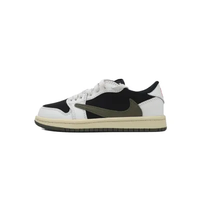 Air Jordan 1 Kids Shoes Mid Retro Low OG SP Travis Scott Olive (PS) DZ5909-106 01