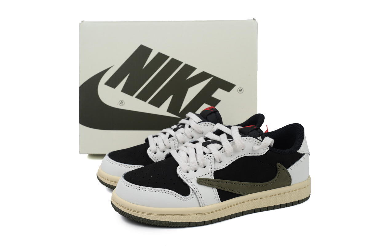 Coco Jordan 1 Kids Shoes Mid Retro Low OG SP Travis Scott Olive (PS) DZ5909-106 - Cocoshoesvip.net