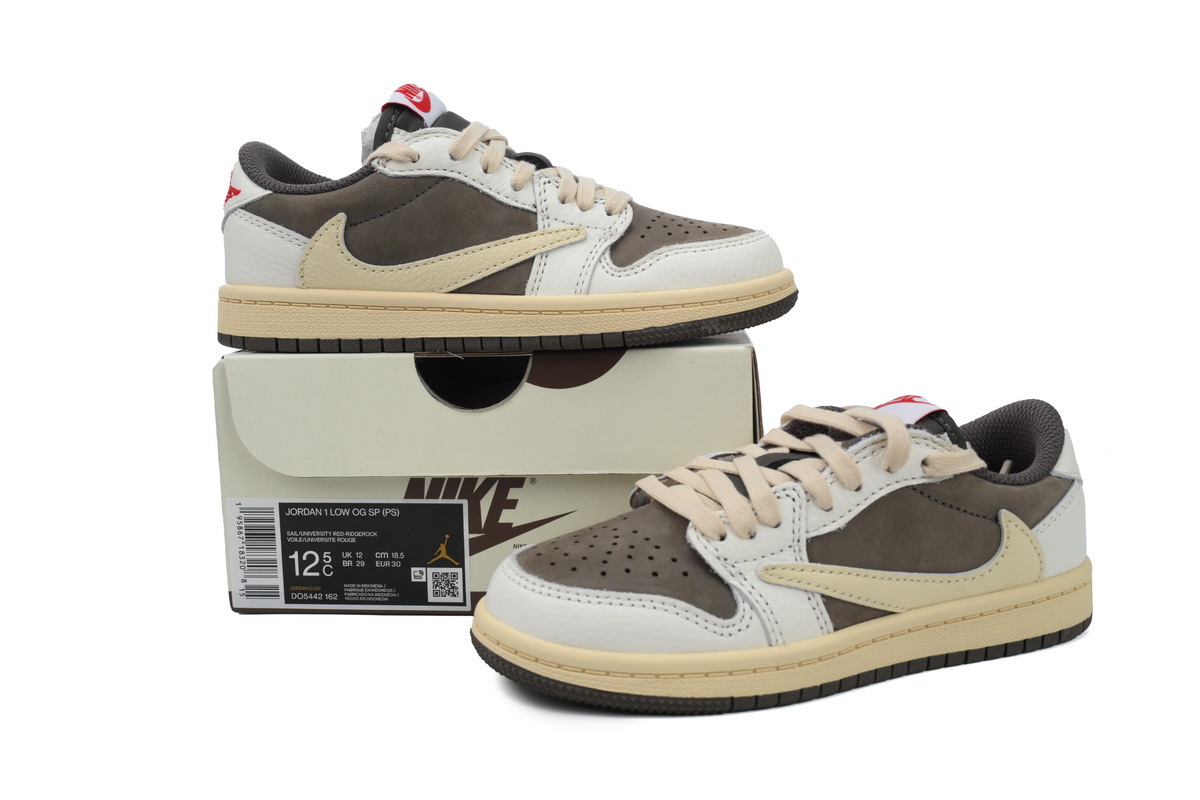 Coco Jordan 1 Kids Shoes Mid Retro Low OG SP Travis Scott Mocha (PS) DO5442-162 - Cocoshoesvip.net