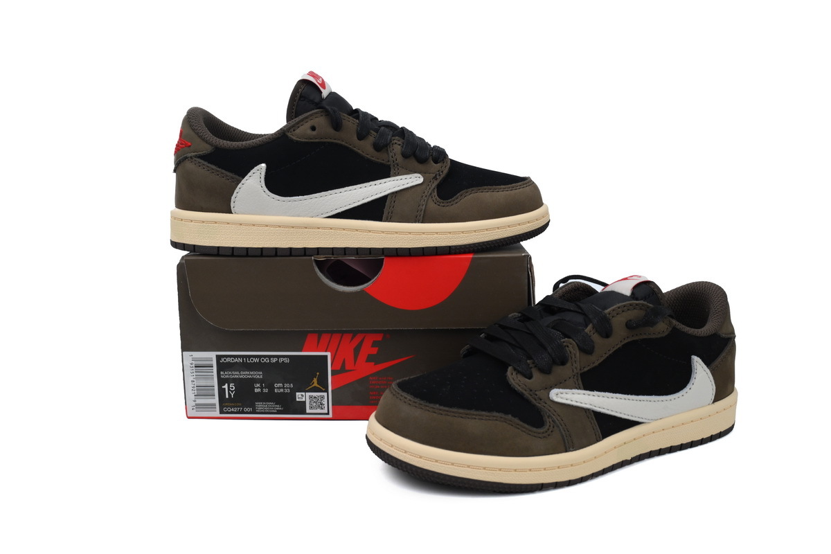Coco Jordan 1 Kids Shoes Mid Retro Low OG SP ravis Scott Mocha CQ4277-001 - Cocoshoesvip.net
