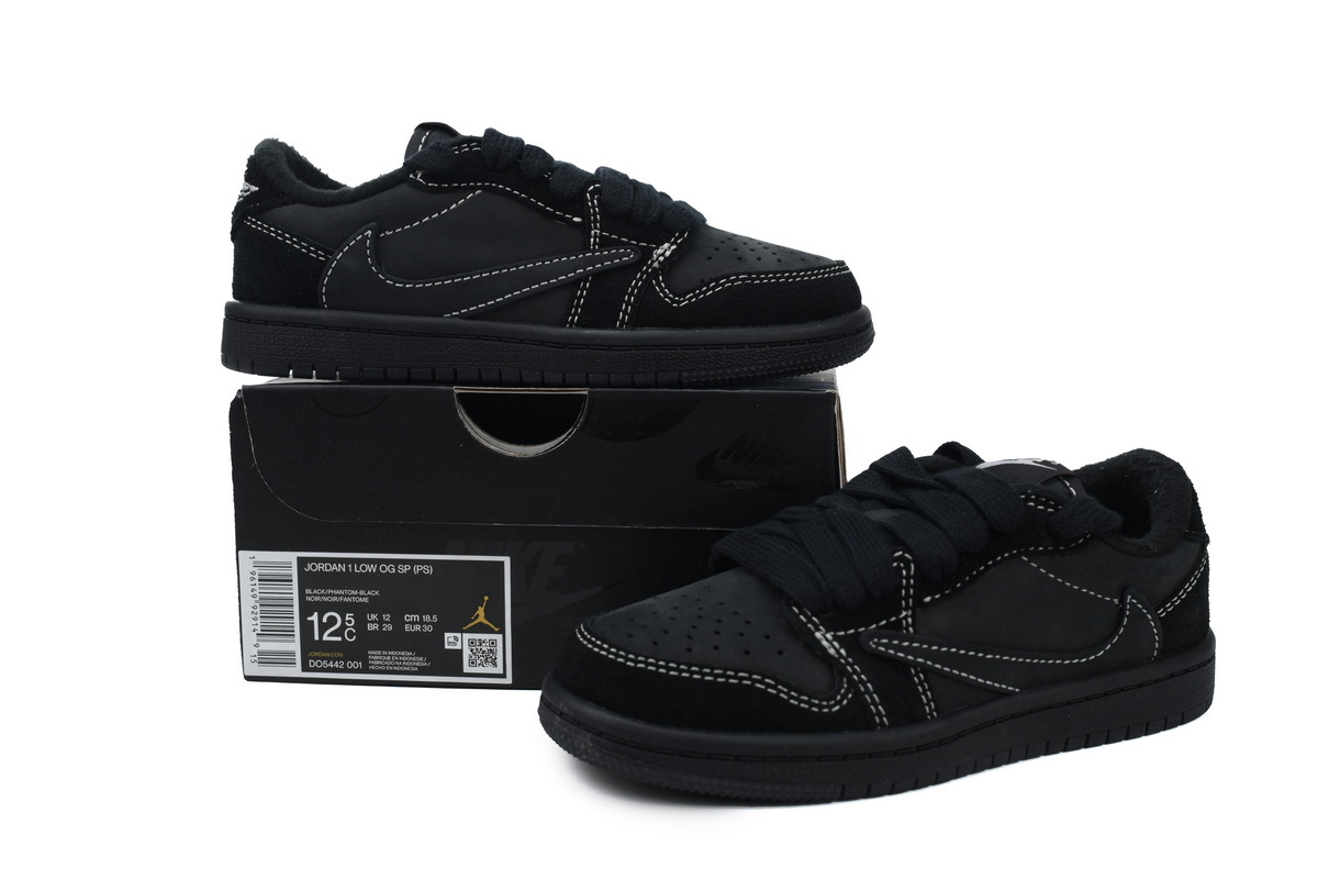 Coco Jordan 1 Kids Shoes Mid Retro Low OG SP Travis Scott Black Phantom (PS) DO5442-001 - Cocoshoesvip.net