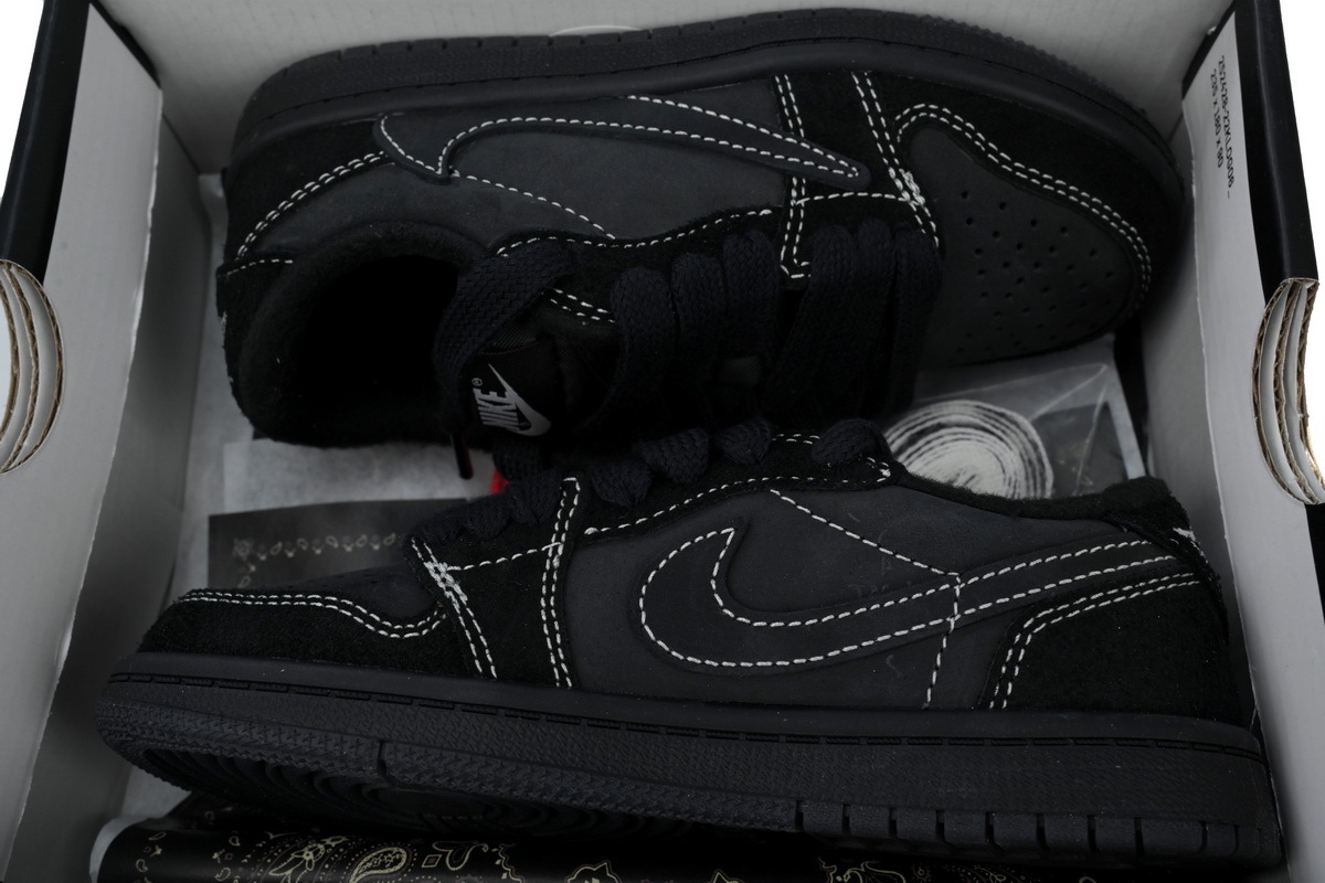 Coco Jordan 1 Kids Shoes Mid Retro Low OG SP Travis Scott Black Phantom (PS) DO5442-001 - Cocoshoesvip.net