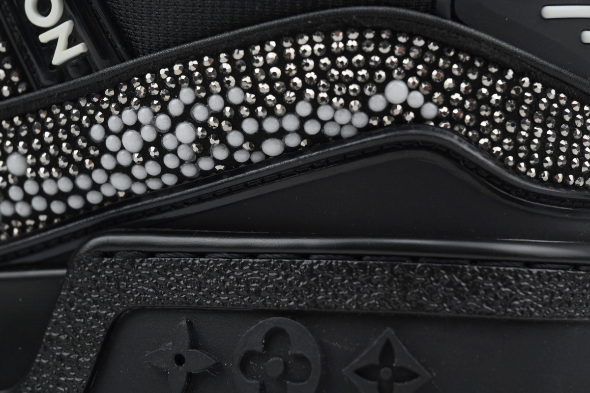 Coco Shoes Louis Vuitton Trainer Maxi Black Swarovksi Crystals - Cocoshoesvip.net