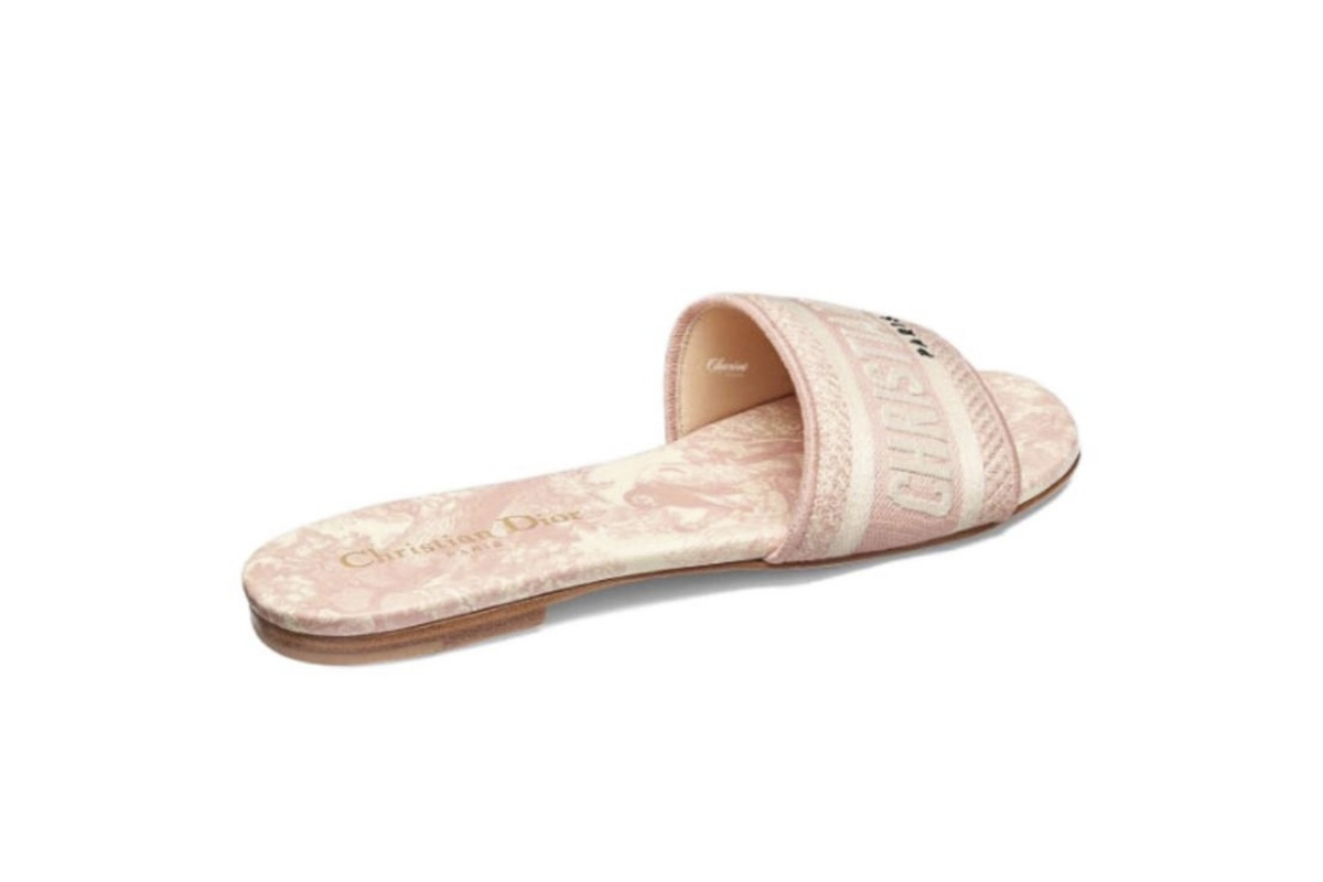 Coco Shoes Dior Dway Slide Pink Toile de Jouy Embroidered Cotton KCQ209TJE S46P - Cocoshoesvip.net