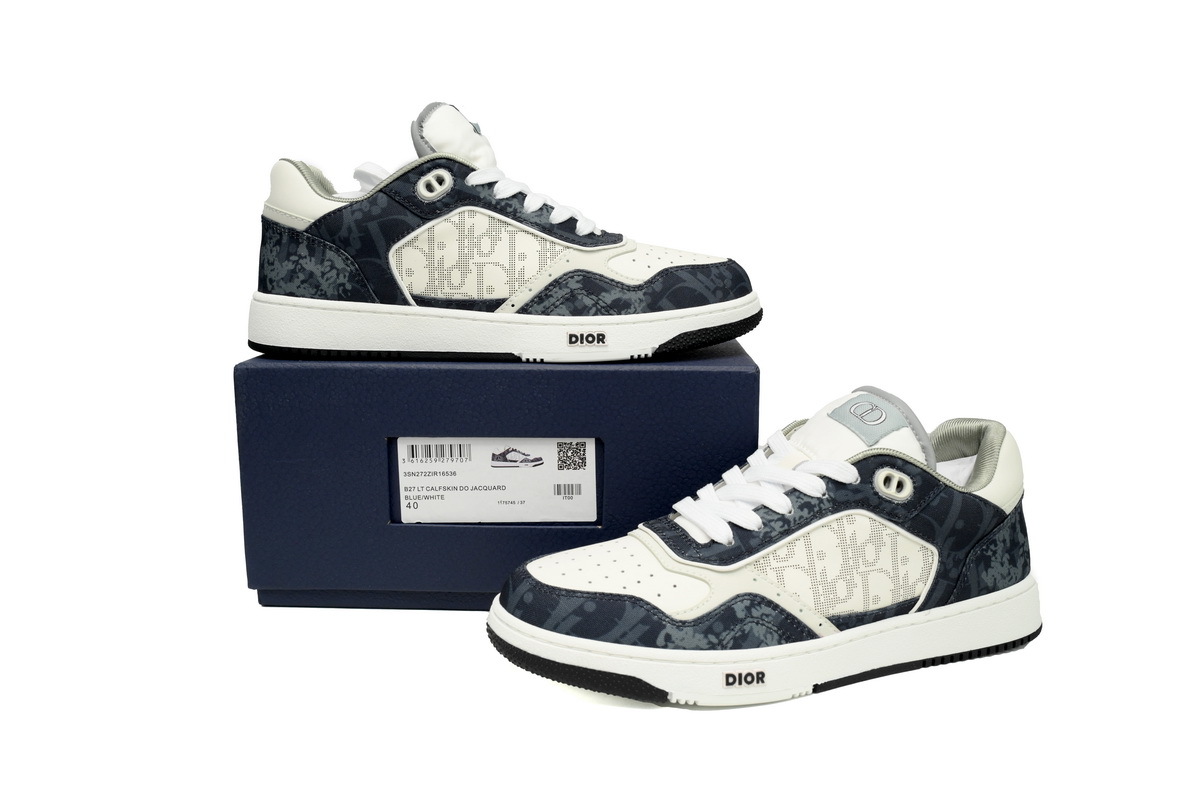Coco Shoes Dior B27 Low Denim Blue White Dior Tears Oblique Galaxy Leather 3SN272ZWZ H580