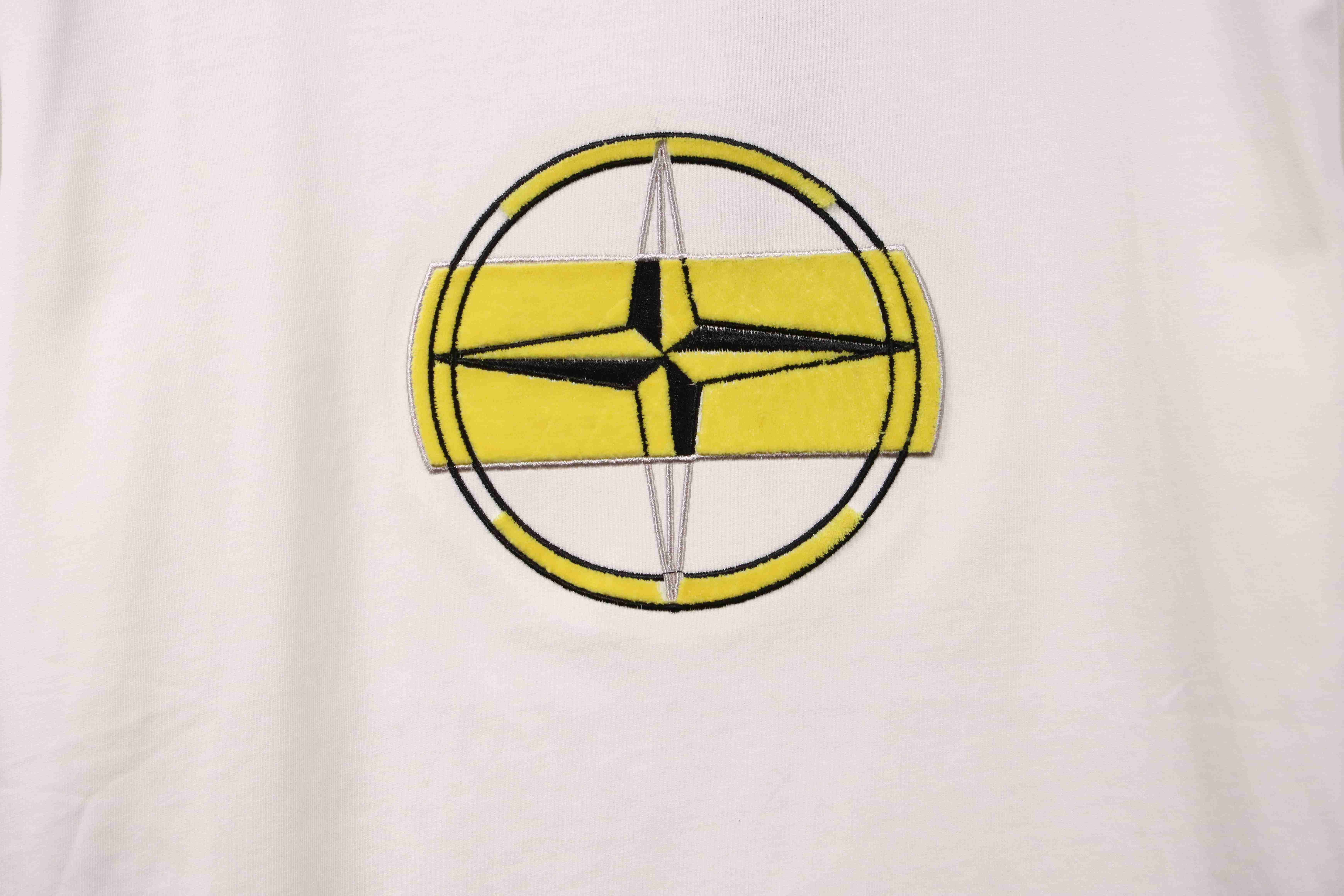 Coco Shoes Stone Island Flocked cross short-sleeve T-shirt White