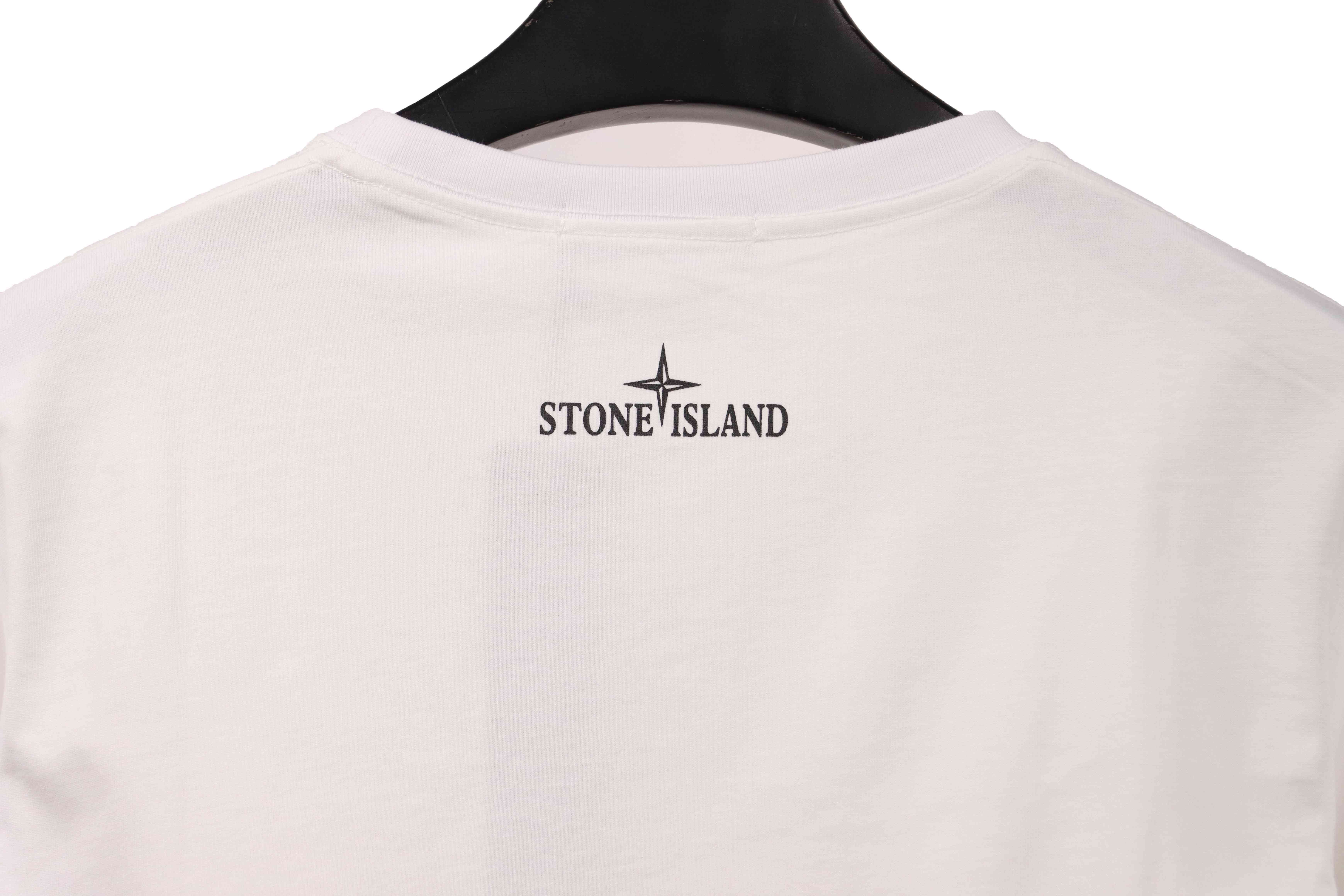 Coco Shoes Stone Island Flocked cross short-sleeve T-shirt White