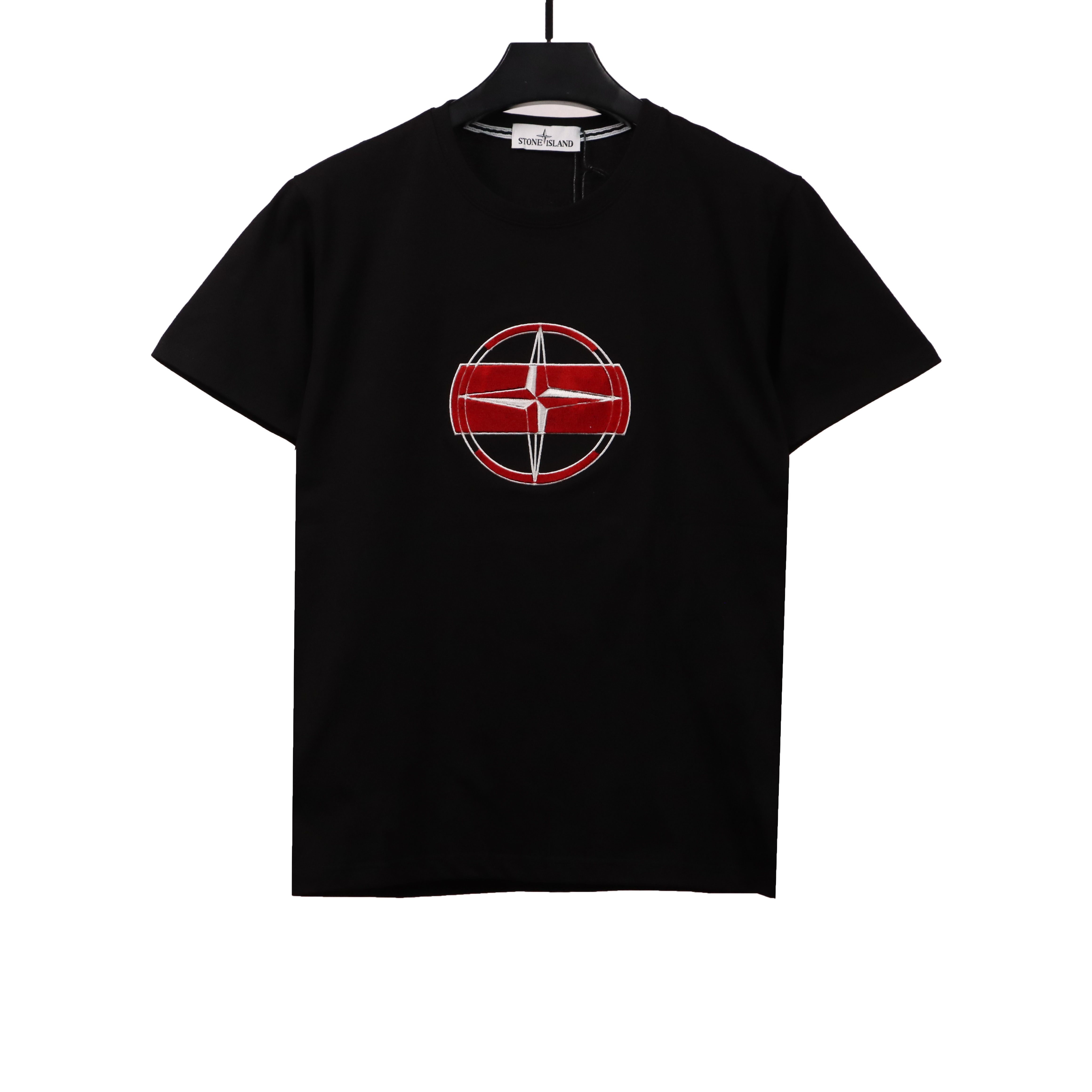 Coco Shoes Stone Island Flocked cross short-sleeve T-shirt Black
