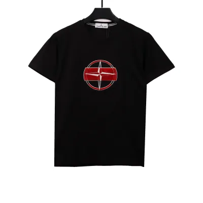 Stone Island Flocked cross short-sleeve T-shirt Black 01