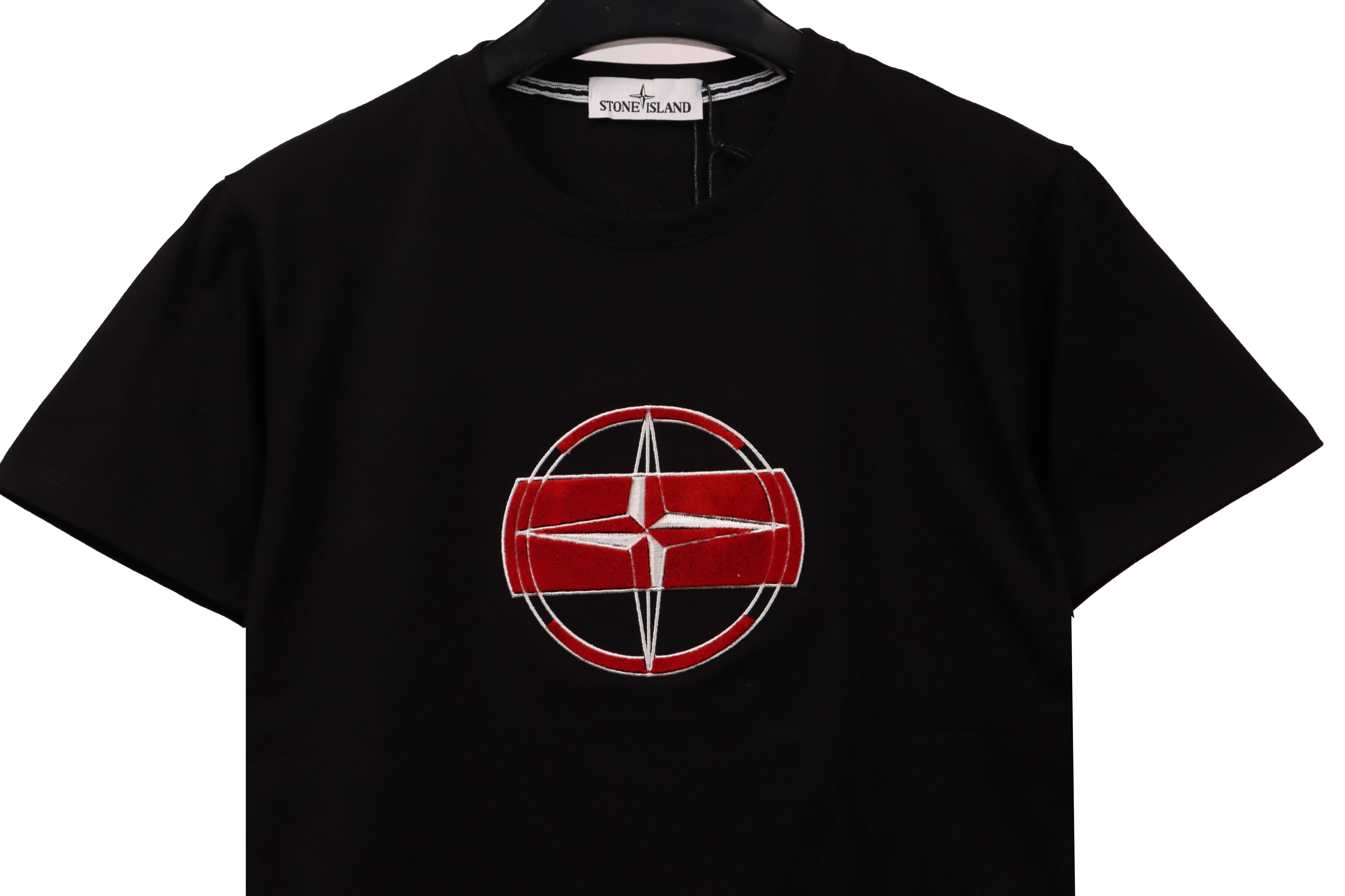 Coco Shoes Stone Island Flocked cross short-sleeve T-shirt Black