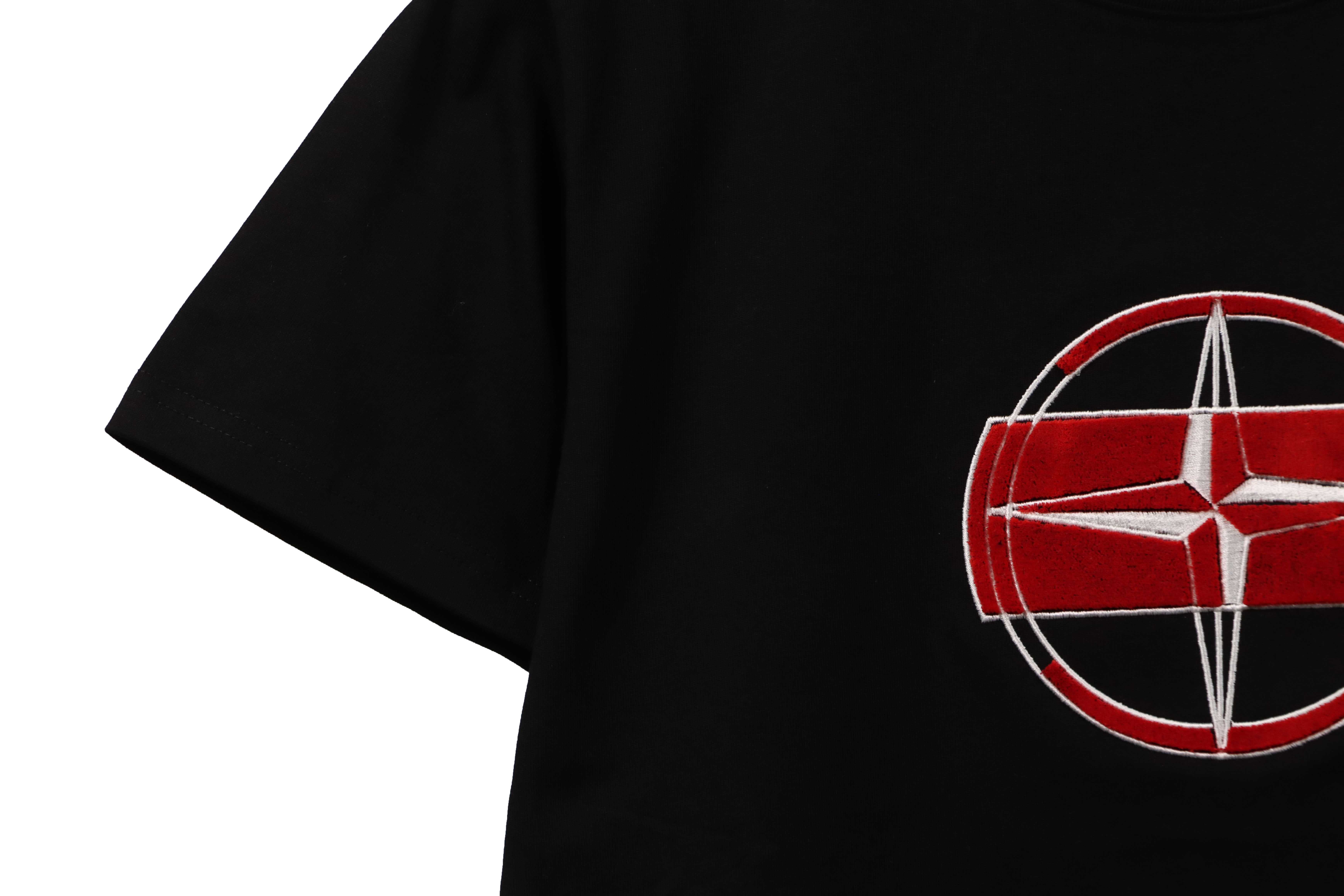 Coco Shoes Stone Island Flocked cross short-sleeve T-shirt Black