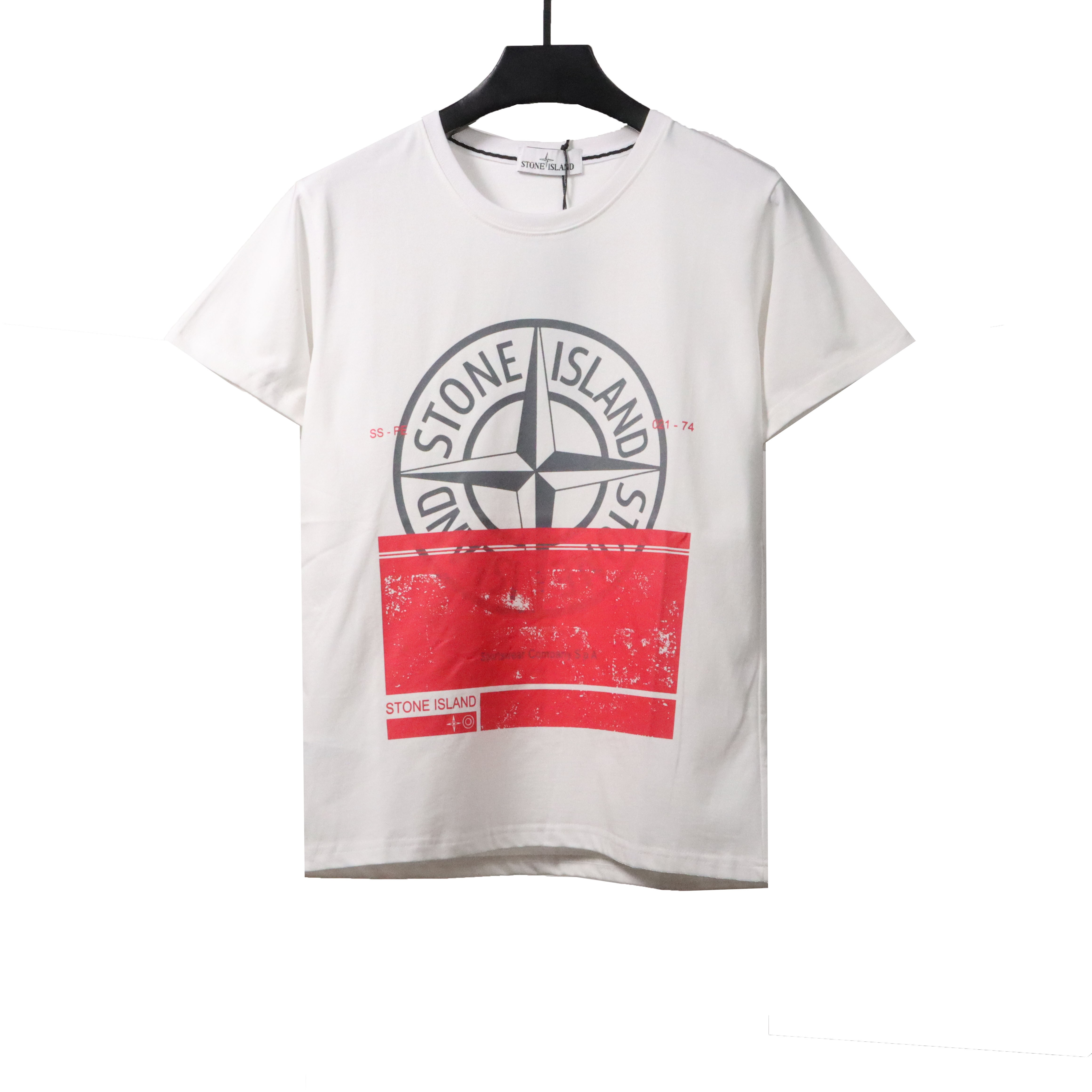 Coco Shoes Stone Island Compass Strip Print T-Shirt White