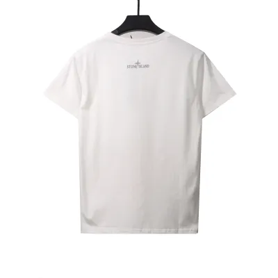 Stone Island Compass Strip Print T-Shirt White 02