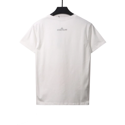 Stone Island Compass Strip Print T-Shirt White 02
