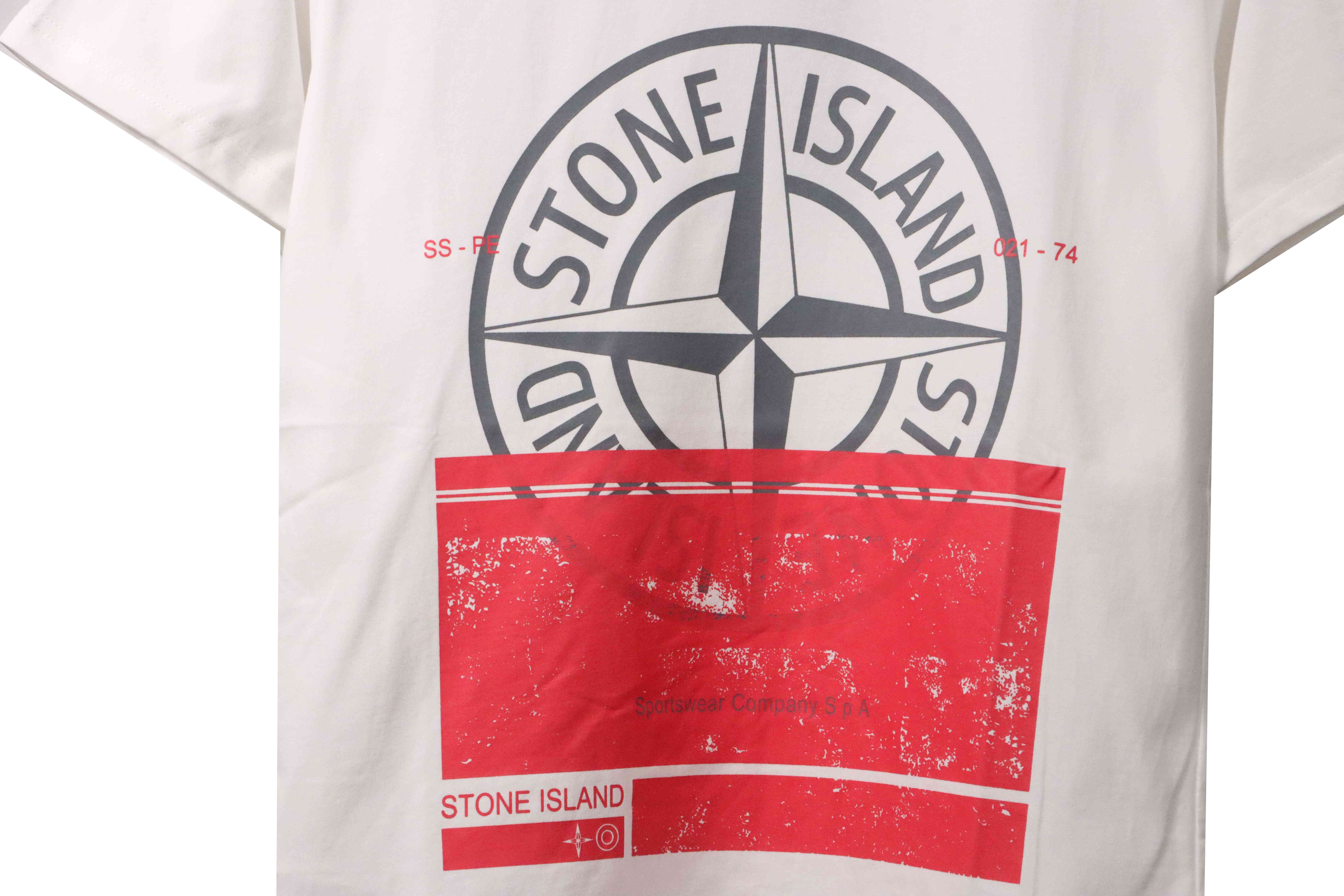 Coco Shoes Stone Island Compass Strip Print T-Shirt White
