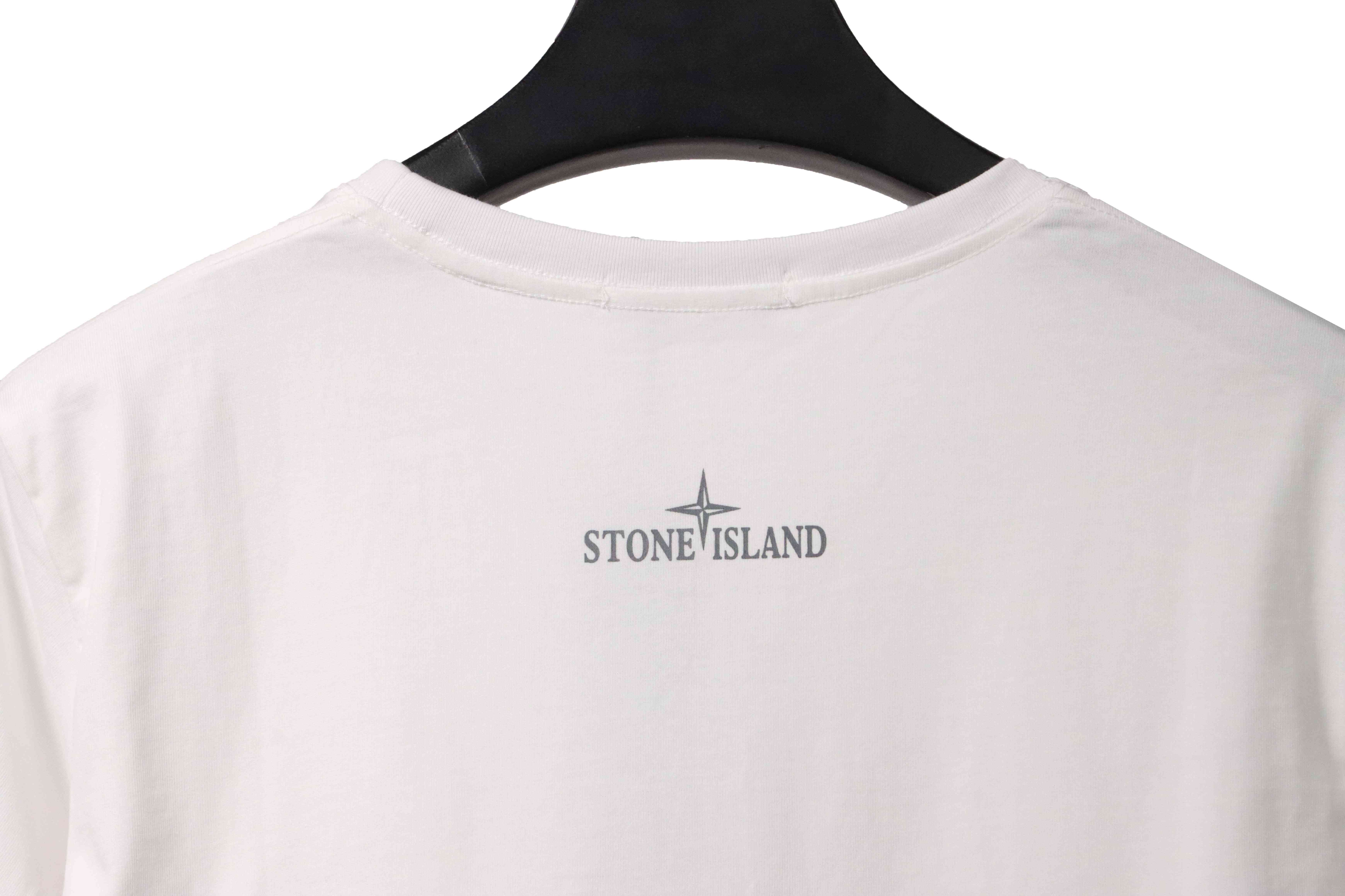 Coco Shoes Stone Island Compass Strip Print T-Shirt White