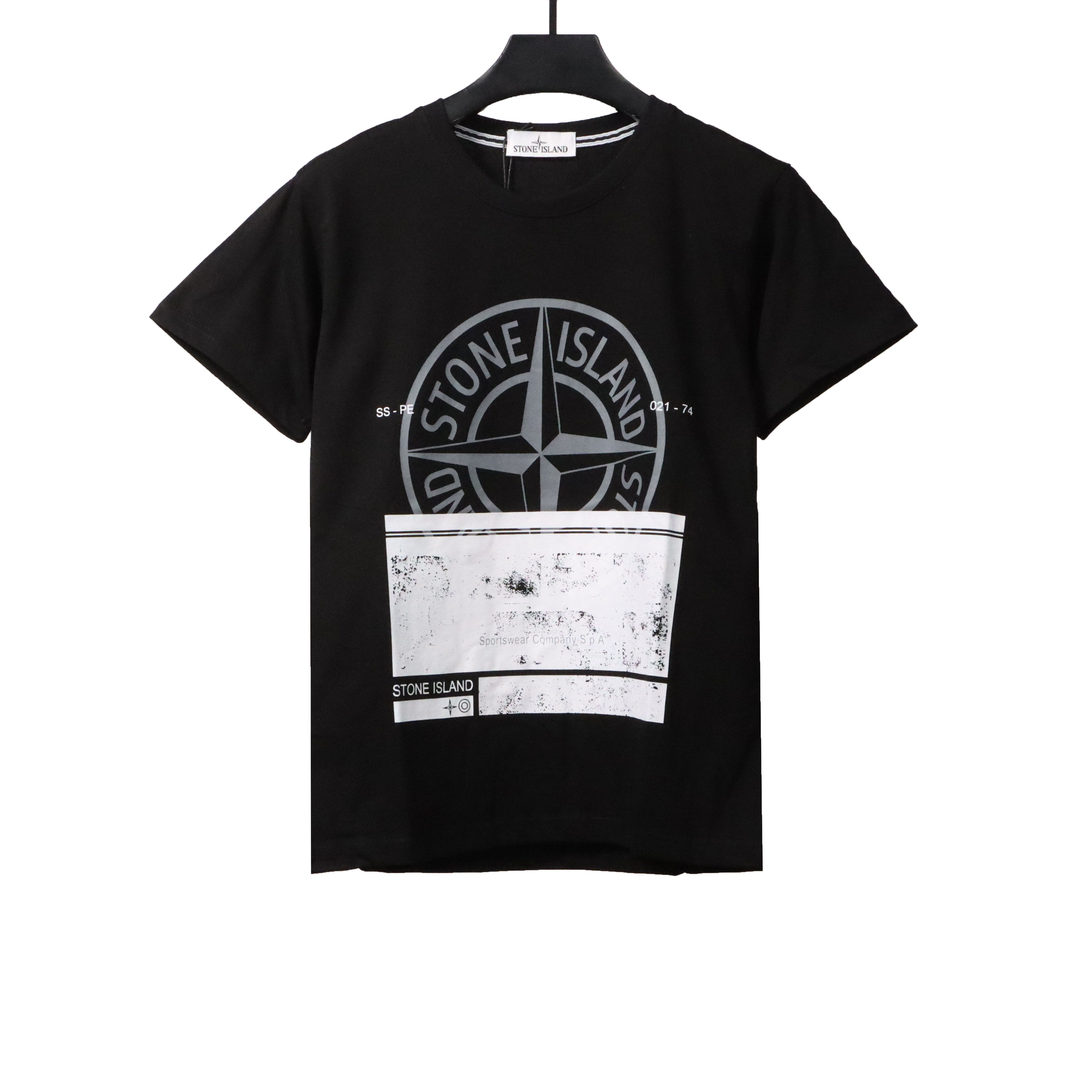 Coco Shoes Stone Island Compass Strip Print T-Shirt Black