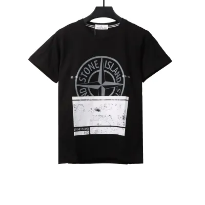 Stone Island Compass Strip Print T-Shirt Black 01