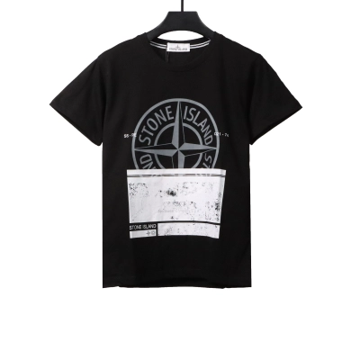 Stone Island Compass Strip Print T-Shirt Black 01