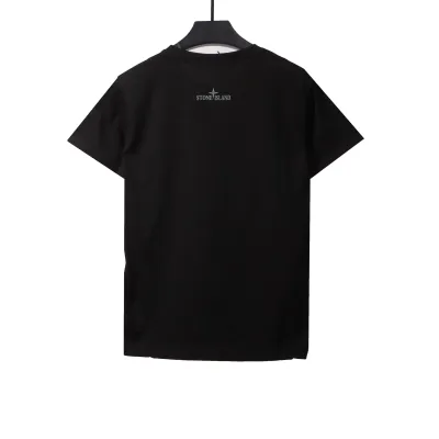 Stone Island Compass Strip Print T-Shirt Black 02