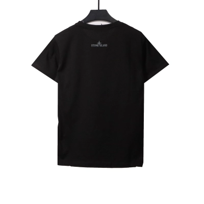 Stone Island Compass Strip Print T-Shirt Black 02