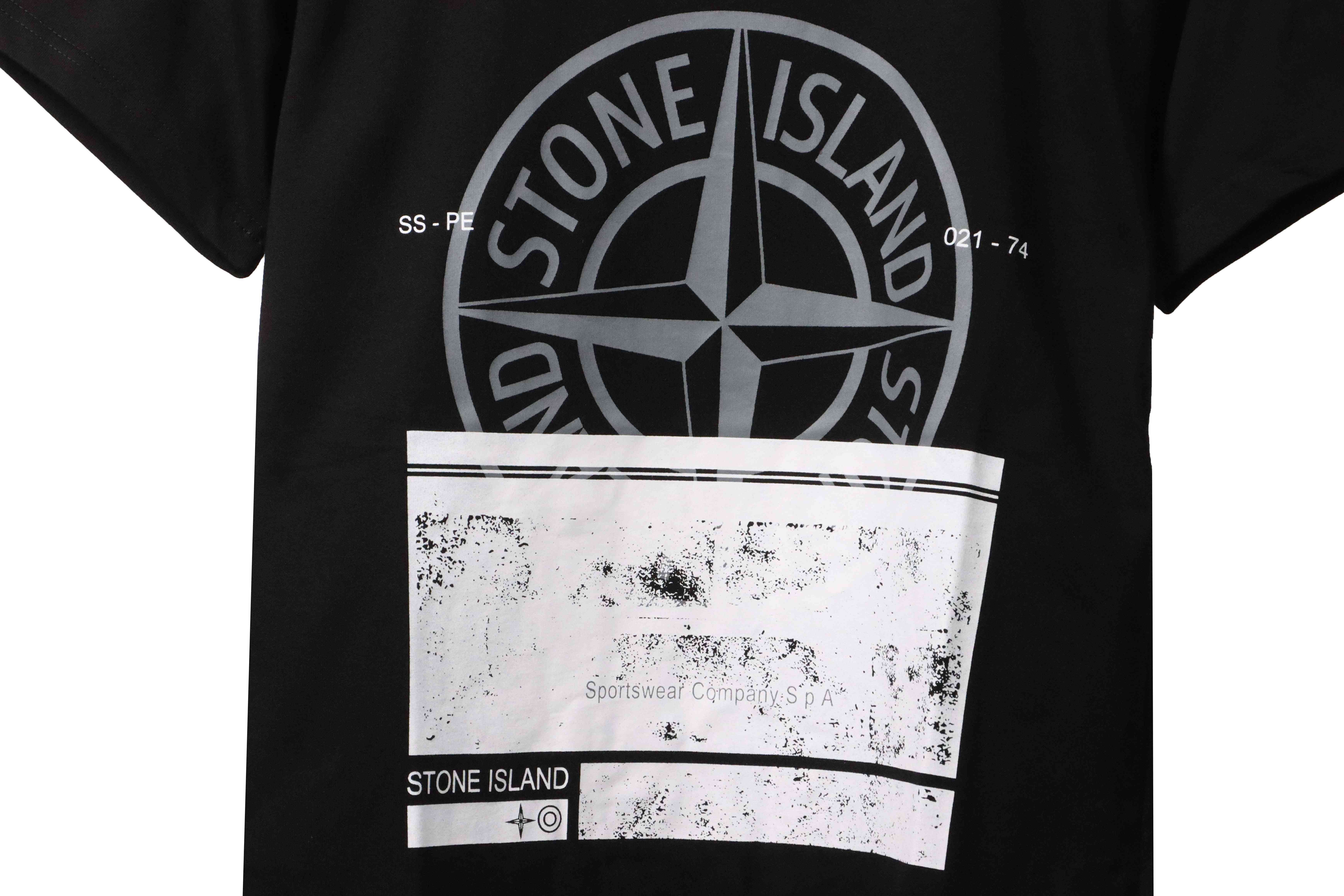 Coco Shoes Stone Island Compass Strip Print T-Shirt Black