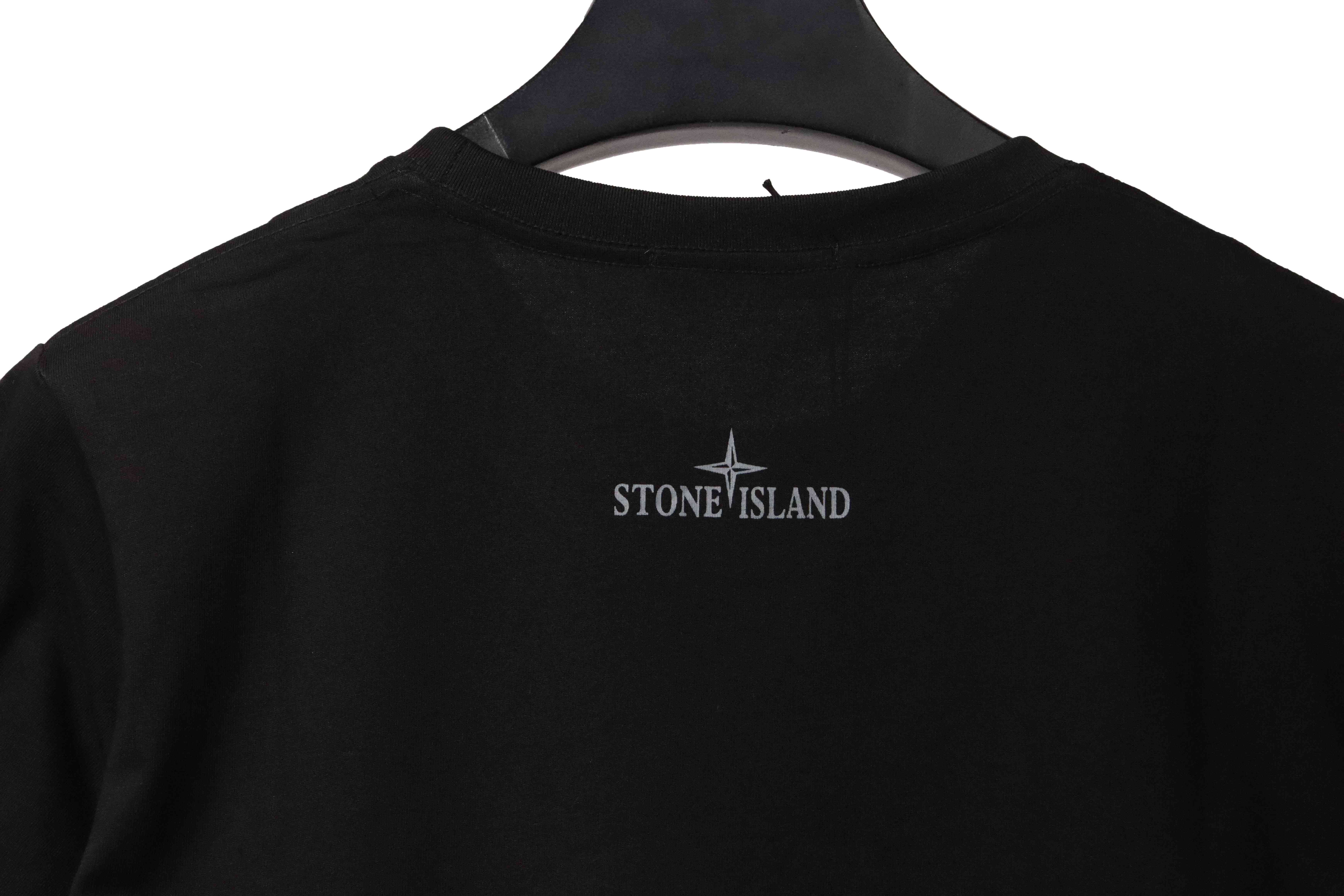 Coco Shoes Stone Island Compass Strip Print T-Shirt Black