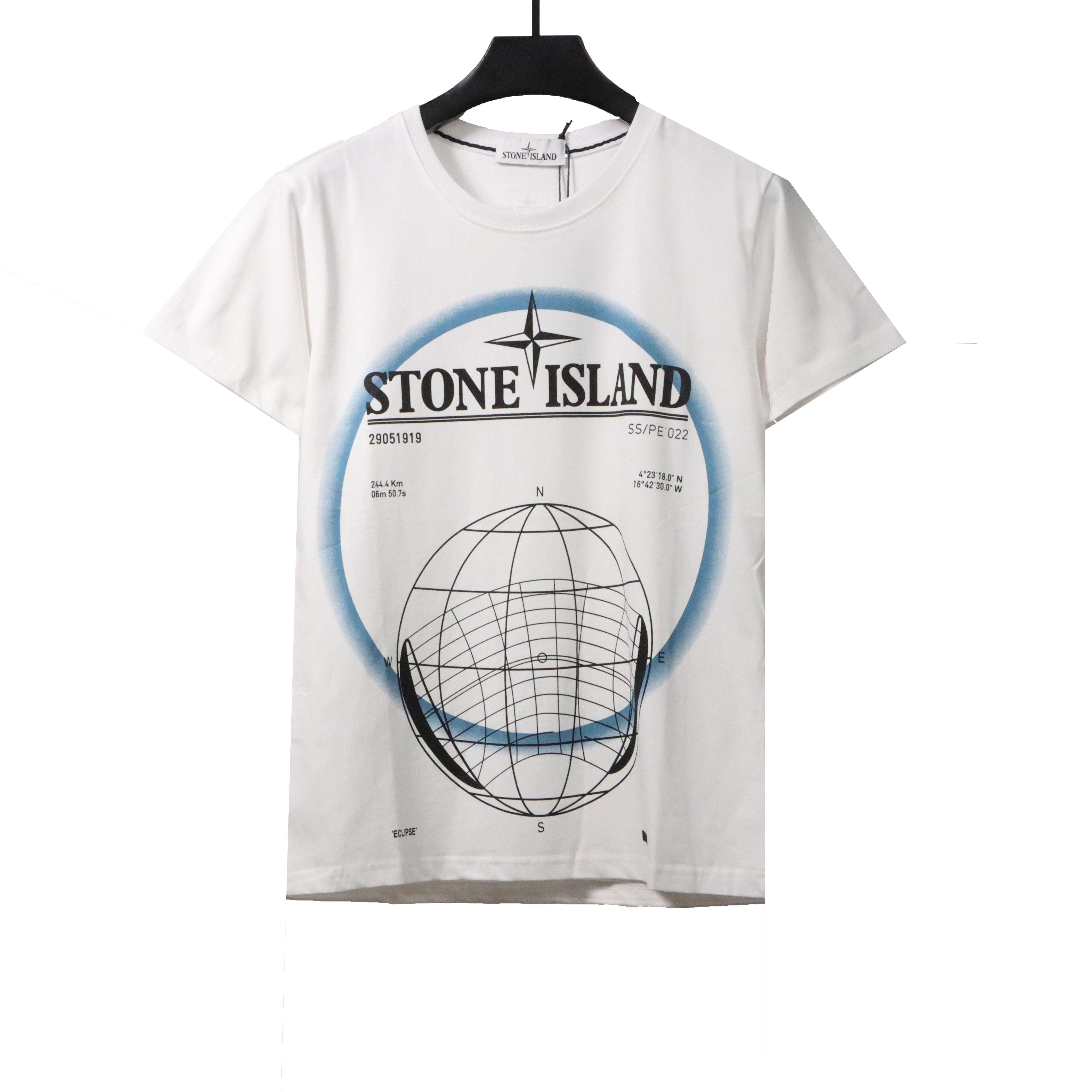 Coco Shoes Stone Island Compass Earth Print T-Shirt White