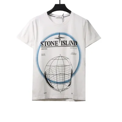 Stone Island Compass Earth Print T-Shirt White 01