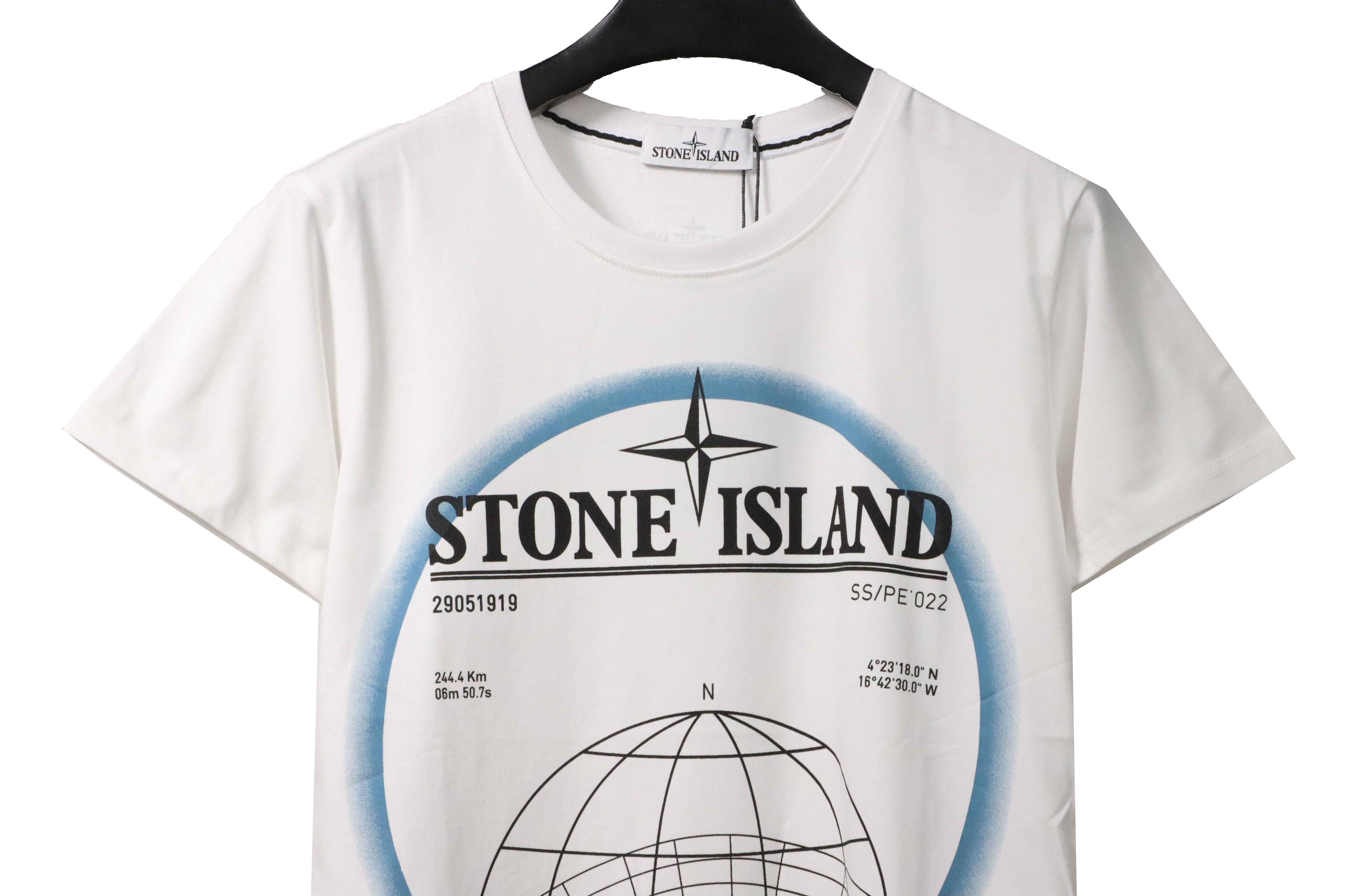 Coco Shoes Stone Island Compass Earth Print T-Shirt White