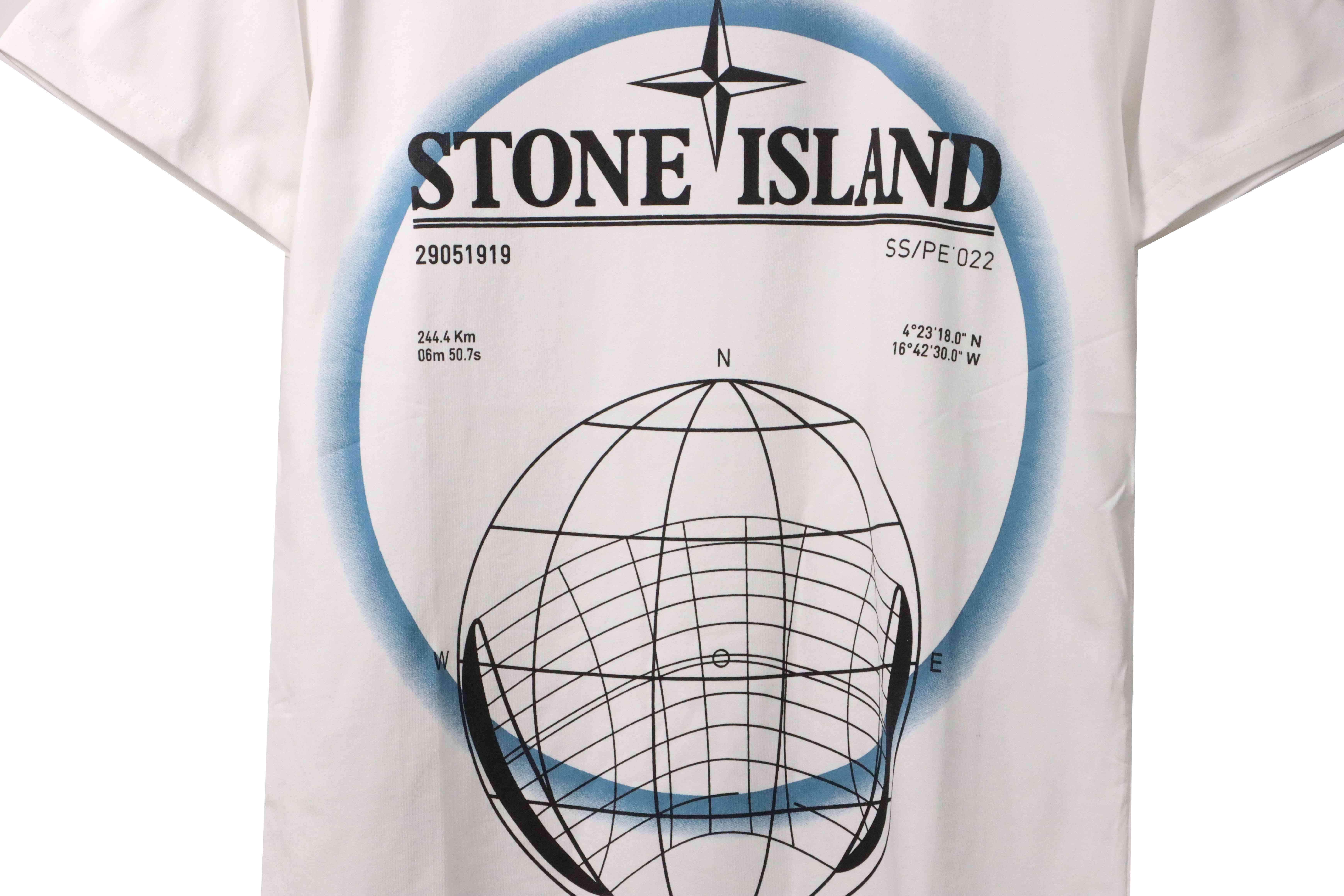 Coco Shoes Stone Island Compass Earth Print T-Shirt White