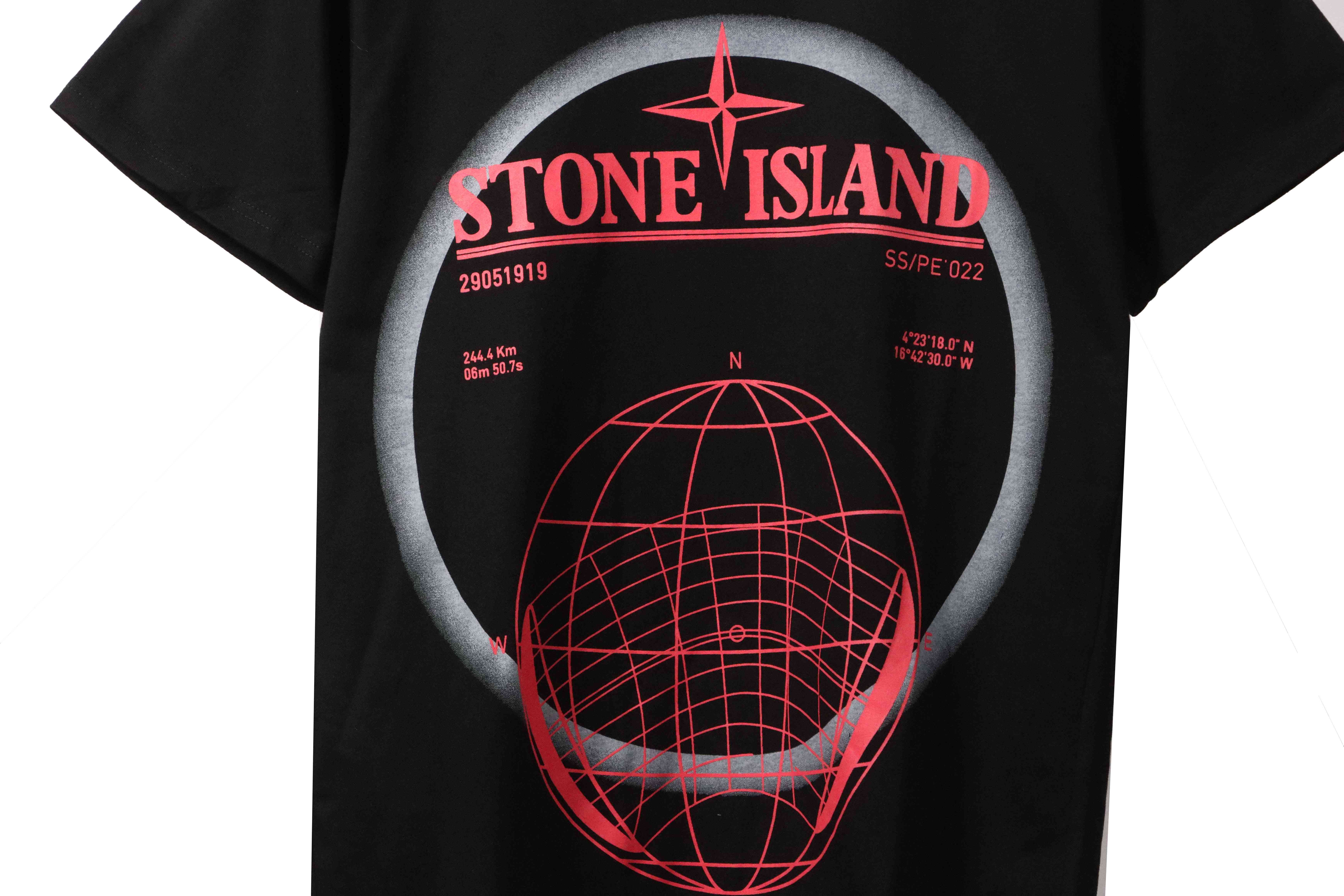 Coco Shoes Stone Island Compass Earth Print T-Shirt Black