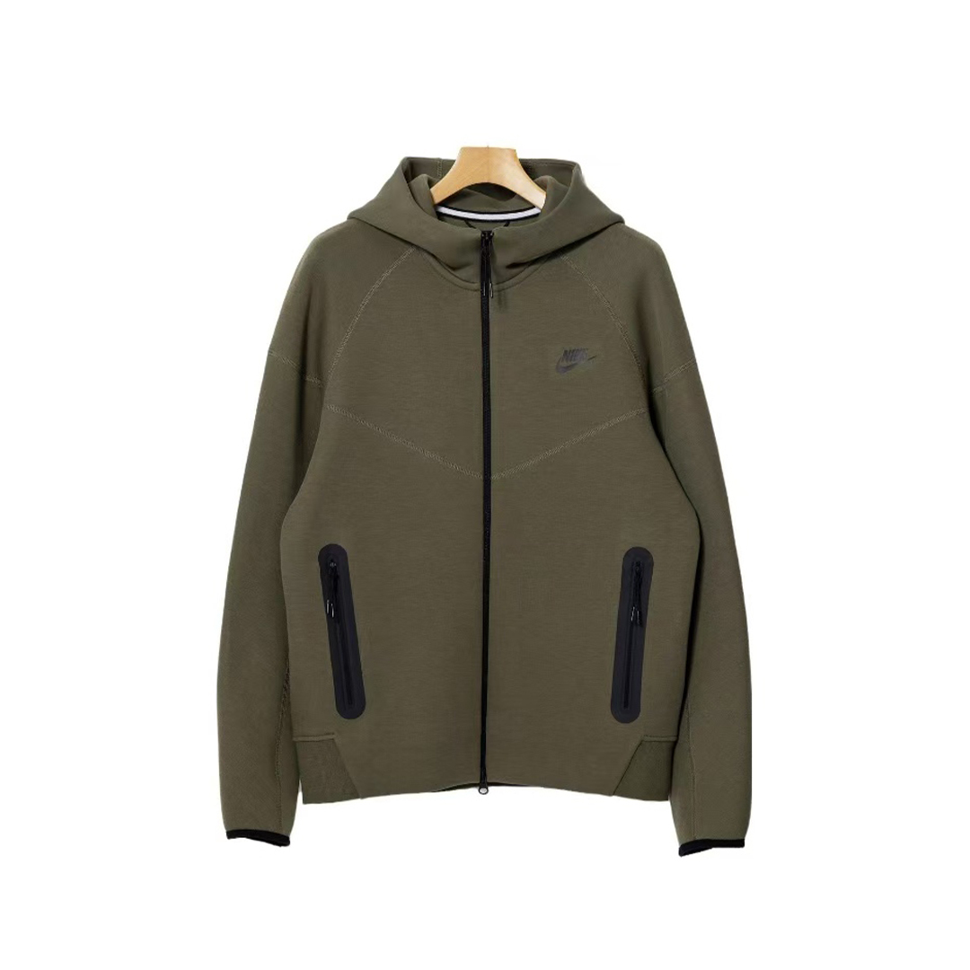 Nike Sportswear Tech Fleece Full-Zip Hoodie & Joggers Set Dark Heather Green and Black