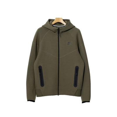 Nike Sportswear Tech Fleece Full-Zip Hoodie & Joggers Set Dark Heather Green and Black 01