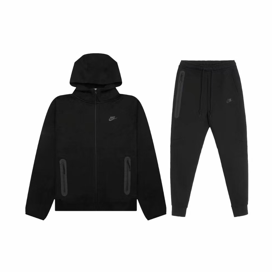 Nike Sportswear Tech Fleece Full-Zip Hoodie & Joggers Set Dark Heather Black