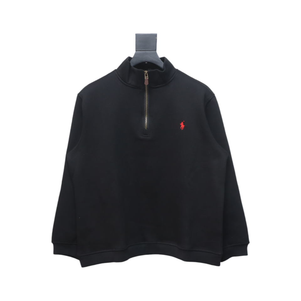 Coco Shoes Ralph Lauren Cotton-Blend Quarter-Zip Sweater Black