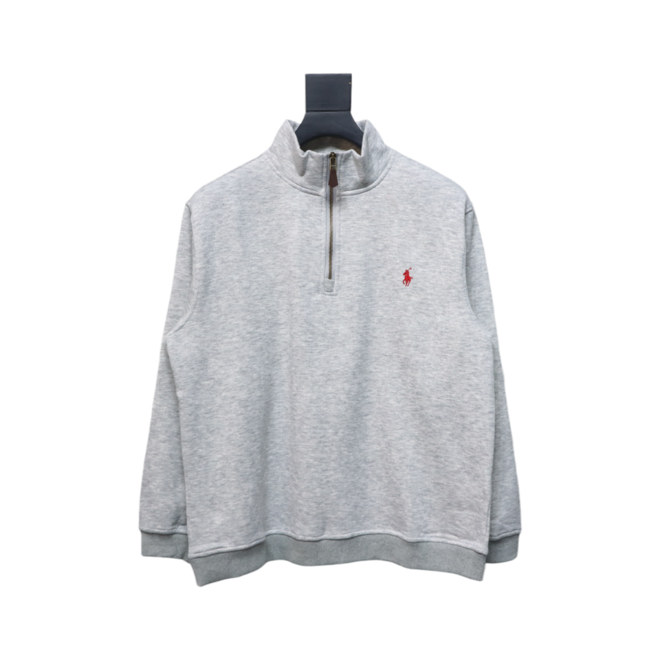 Coco Shoes Ralph Lauren Cotton-Blend Quarter-Zip Sweater Grey