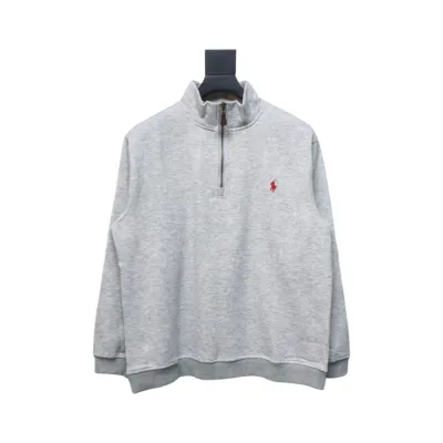 Ralph Lauren Cotton-Blend Quarter-Zip Sweater Grey 01
