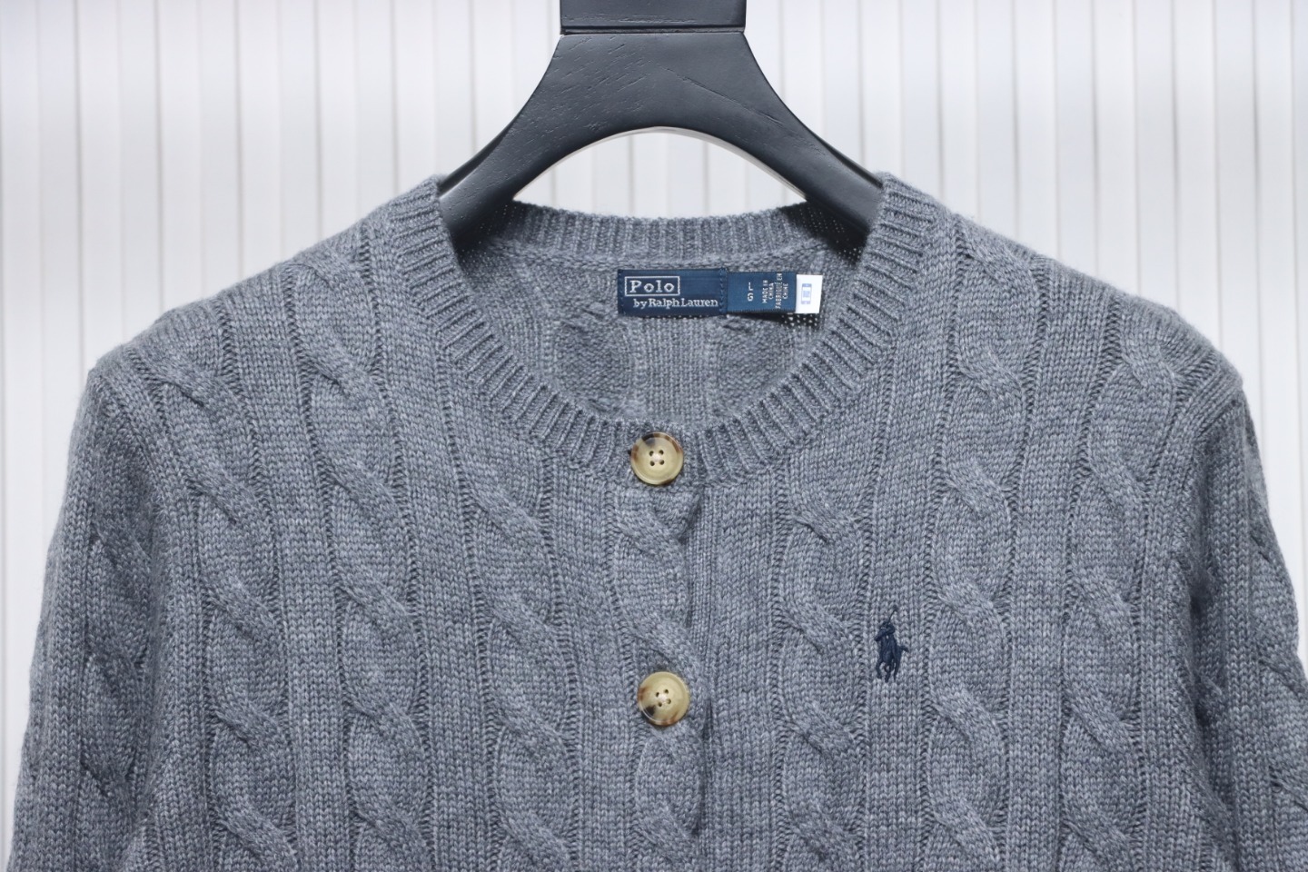 Coco Shoes Ralph Lauren Women's Natural Cable-Knit Wool And Cashmere Cardigan Grey