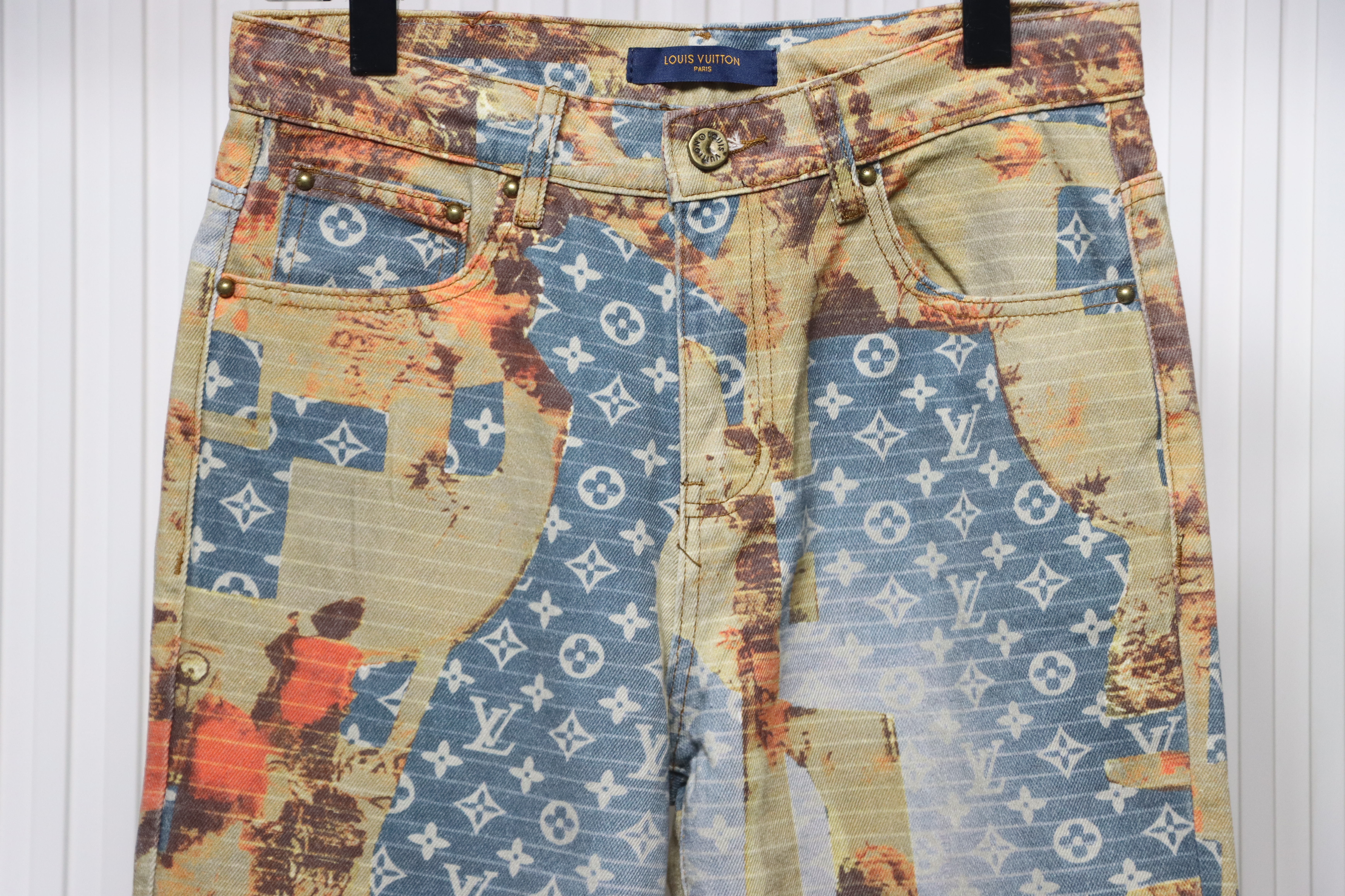 Louis Vuitton Rose Floral Distressed Carpenter Jeans