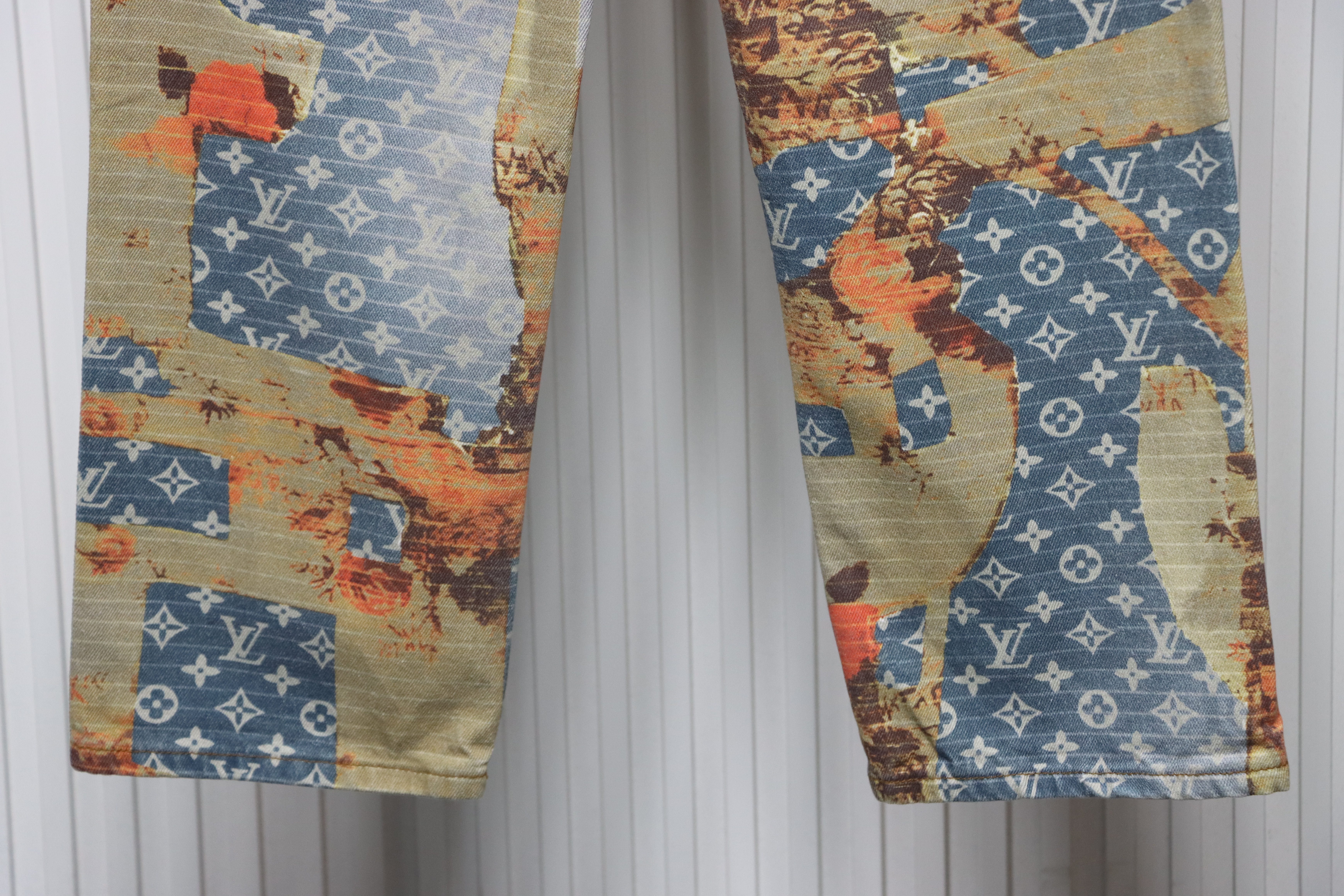 Louis Vuitton Rose Floral Distressed Carpenter Jeans