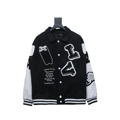 Louis Vuitton Preppy Embroidered Bomber Jacket Black 01