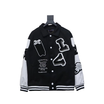 Louis Vuitton Preppy Embroidered Bomber Jacket Black 01