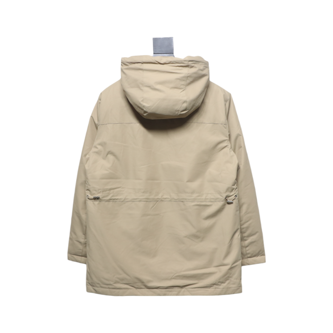 Loewe Leather Label Hooded Down Jacket Light Brown