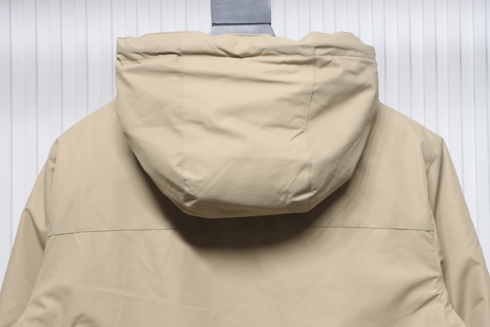 Loewe Leather Label Hooded Down Jacket Light Brown